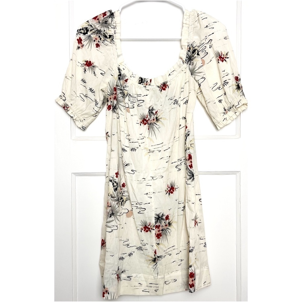 Reformation 90s Floral Organic Cotton Square Neck Puff Sleeve Babydoll Dress S View 4